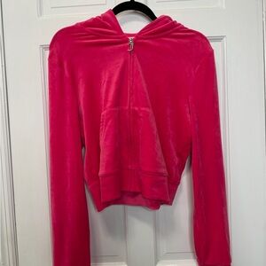 Juicy Couture Classic Velour Zip Up Hoodie NWT Hot‎ Pink Size Large